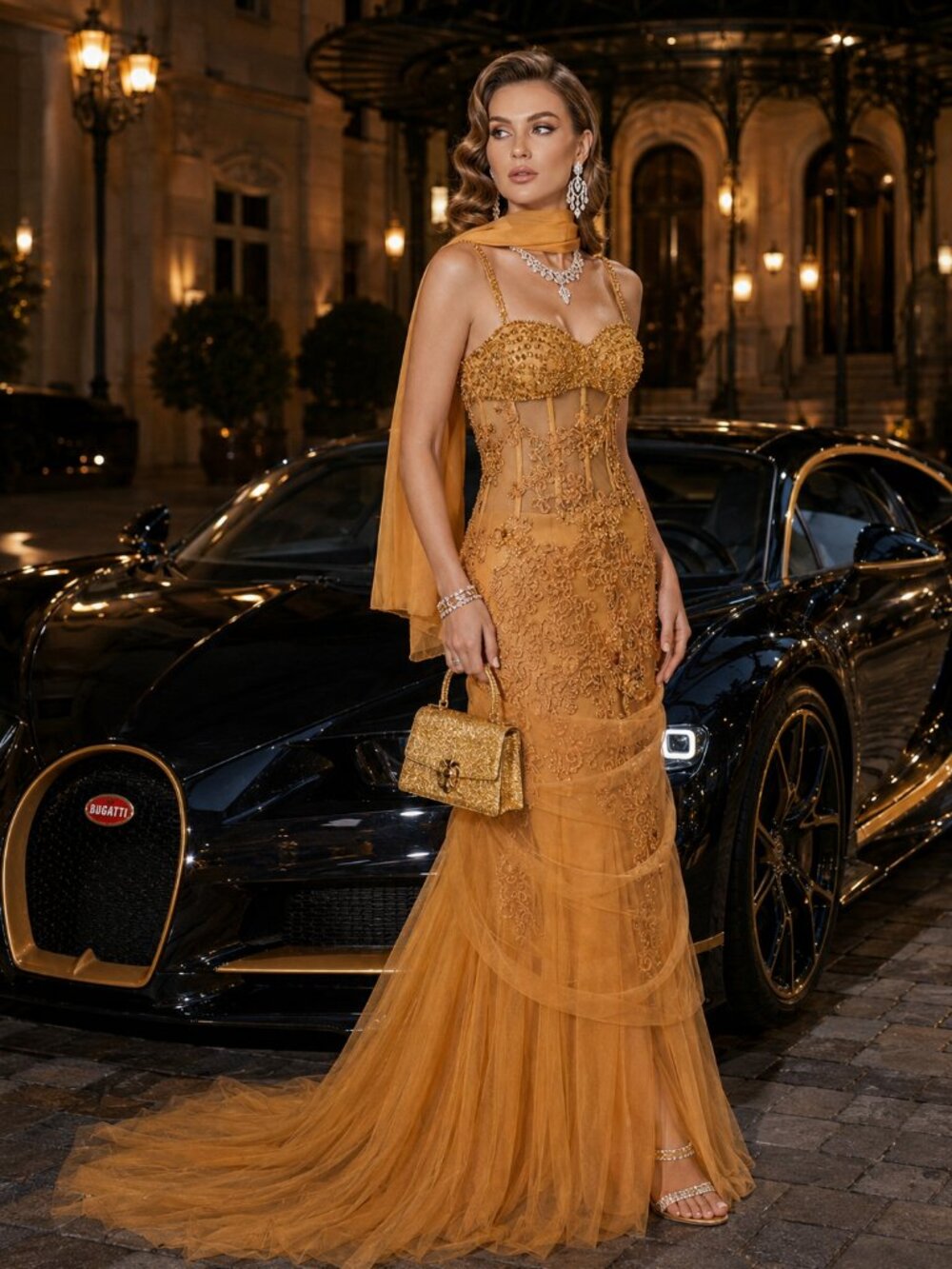 Exquisite Designer Party Wedding Evening Cocktail Runway Silk Scarf Corset Dress